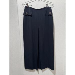 Genny Vintage Black Maxi Skirt Buttons Sz 8 US Made in Italy Designer Lined